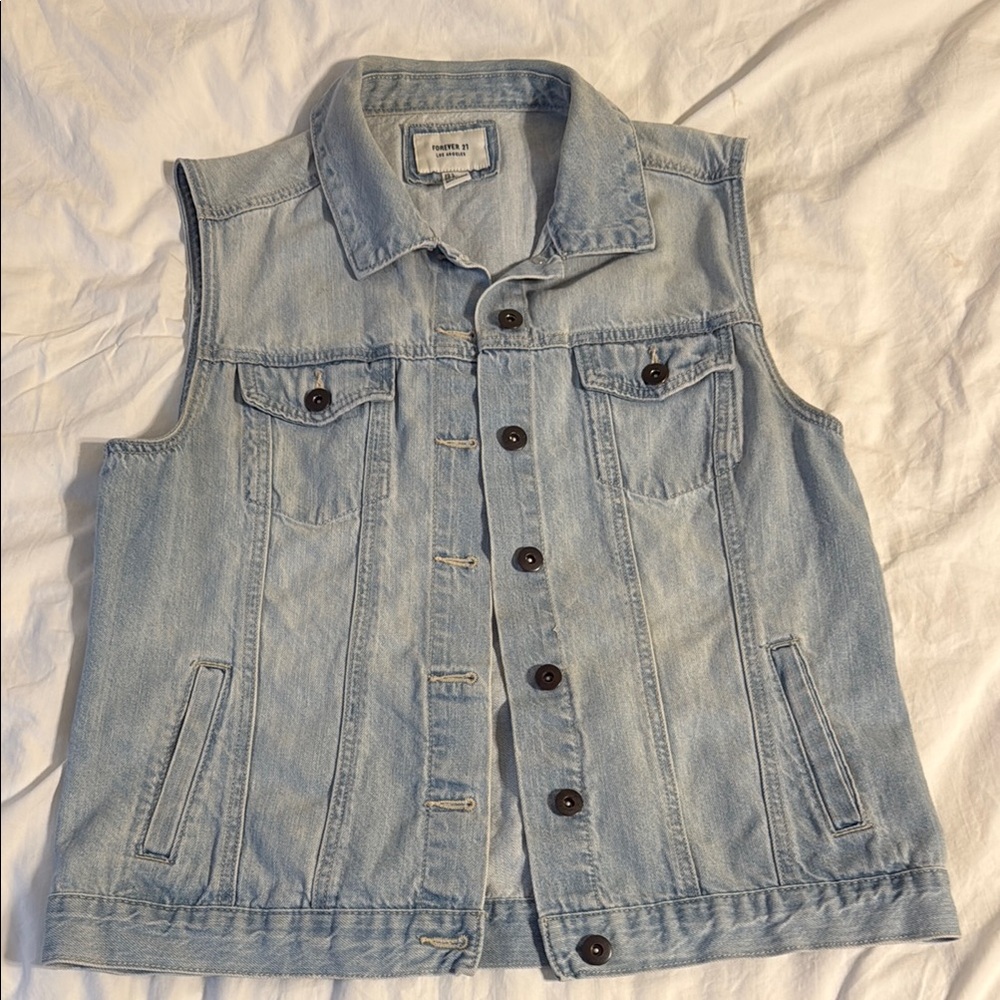 Forever 21 Light Blue Denim Vest